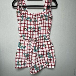 Red and White Plaid Romper